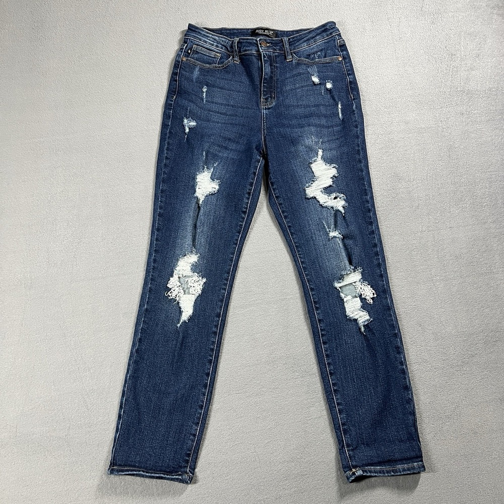 Judy Blue Jeans Womens 28 Boyfriend Dark Wash High Rise Stretch Denim